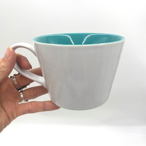 World Market Bike Coffee Mug Cycling American Flag Bicycle Teal and White - Picture 3 of 6